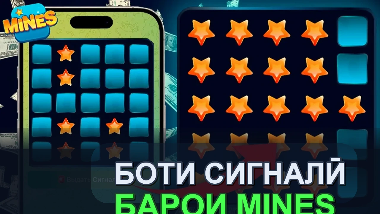 Скриншоти сӯҳбат бо сигнал-боти Mines BOT дар Telegram