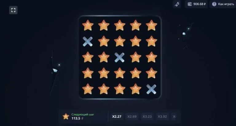 Игровое поле Mines во время сессии с подсказками Mines BOT